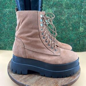 Tan Suede Platform Boots